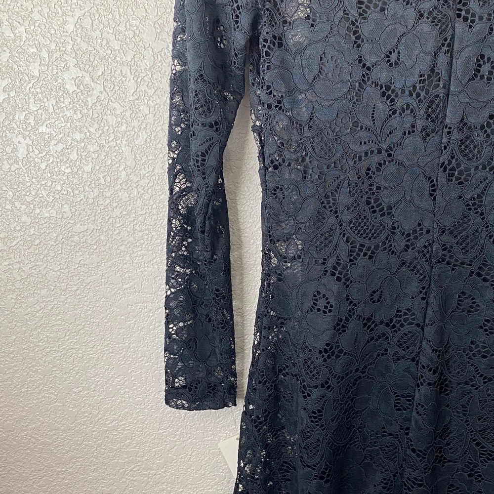 A New Day Black Floral Women's Long Sleeve Midi Lace Dress - (Reduced Price!!!) - Picture 5 of 10